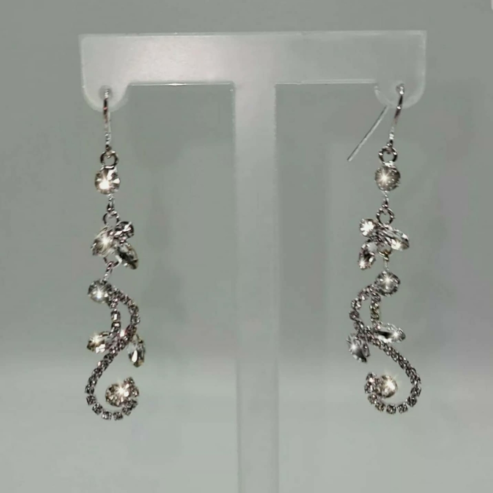 Cezanne Crystal Silver Ivy Fish Hook Earrings